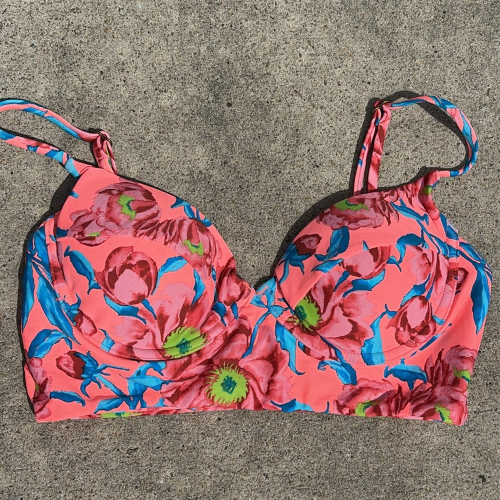 Tori Praver swimwear bikini top small S floral swim bright mango - Picture 3 of 6